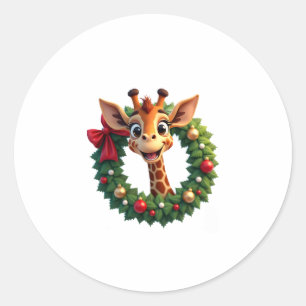 Lustiges Tier-Giraffe-Meme-Gesicht Festive Weihnac Runder Aufkleber