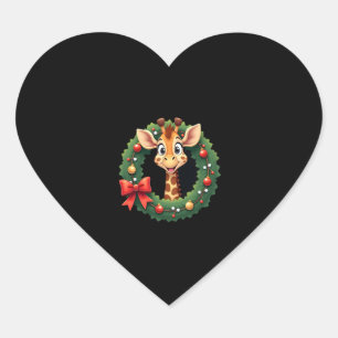 Lustiges Tier Giraffe Meme Gesicht Festliches Xmas Herz-Aufkleber