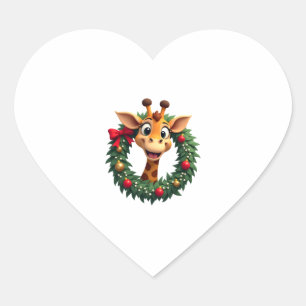 Lustiges Tier Giraffe Meme Gesicht Festliches Xmas Herz-Aufkleber