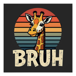 Lustiges Tier Giraffe Meme Gesicht Festliches Xmas Poster