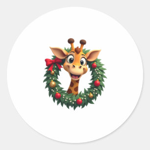 Lustiges Tier Giraffe Meme Gesicht Festliches Xmas Runder Aufkleber