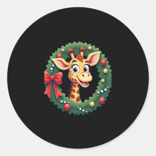 Lustiges Tier Giraffe Meme Gesicht Festliches Xmas Runder Aufkleber