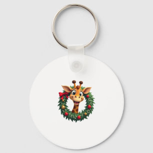 Lustiges Tier Giraffe Meme Gesicht Festliches Xmas Schlüsselanhänger