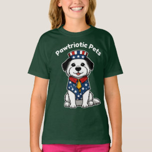 Lustiges Tier Pawtriotische Haustiere Hund Katze L T-Shirt