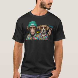 Lustiges Tierfreunde T-Shirt Cooler Affe Hund