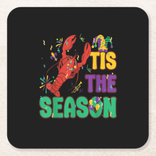 Lustiges Tis The Season Mardi Gras Langusten Rechteckiger Pappuntersetzer