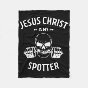 Lustiges Totenkopf-Fitness-Shirt Jesus ist mein Sp Fleecedecke