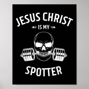 Lustiges Totenkopf Fitness-Shirt Jesus ist mein Sp Poster