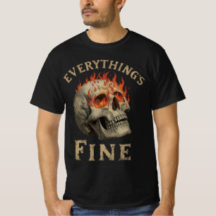 Lustiges Totenkopf-Flammen-Grafik-T-Shirt – Alles  T-Shirt
