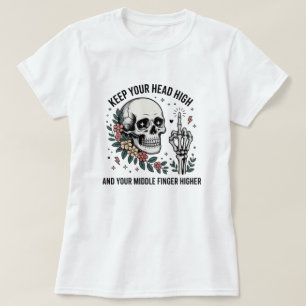 Lustiges Totenkopf-Mittelfinger-T-Shirt   Sarkasti T-Shirt