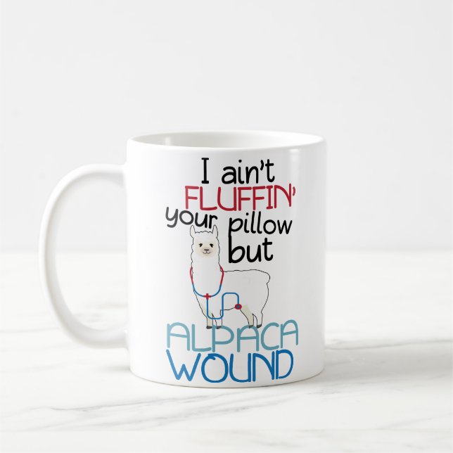 Lustiges Trauma-Krankenschwester-Alpaka-WundeCofee Kaffeetasse (Links)