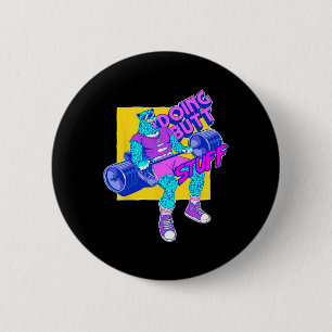 Lustiges Treiben Workout Bodybuilding Fitness Gym Button