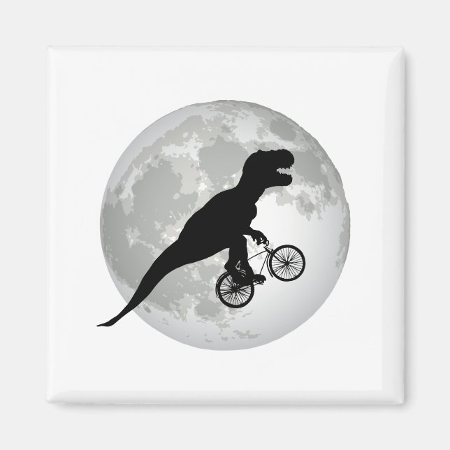 Lustiges Trex fliegendes Mond-Design Magnet (Vorne)