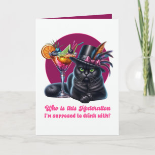 Lustiges Trinken mit Mäßigung Schwarze Katze Karte