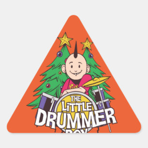 Lustiges Trommeln Weihnachtsdesign für den Trommle Dreieckiger Aufkleber