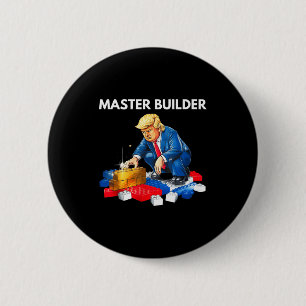 Lustiges Trump Master Builder Bausteine Geschenk Button