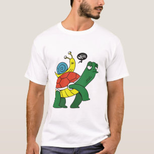 Lustiges Turtle-Reiten-Schnecke-Cartoon-T-Shirt T-Shirt