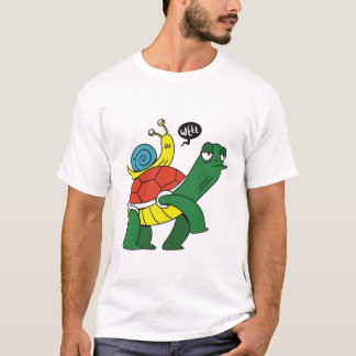 Lustiges Turtle-Reiten-Schnecke-Cartoon-T-Shirt T-Shirt