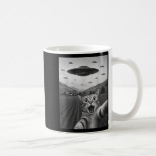 Lustiges überrascht Ed Katze Selfie mit Alien Ufo  Kaffeetasse