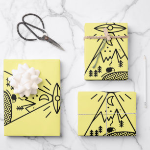Lustiges Ufo, Area 51, Alien-Entführung  Geschenkpapier Set