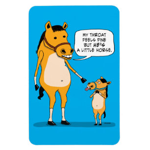 Lustiges und niedliches großes Pferd und kleines Magnet