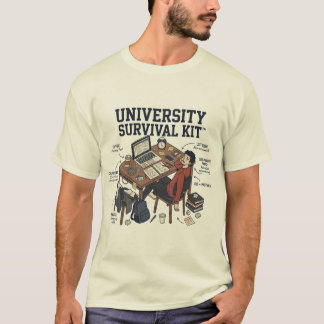 Lustiges "Universitäts-Überlebenskit" für College- T-Shirt
