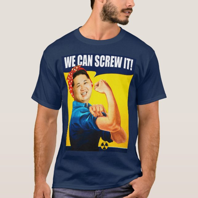 Lustiges UNO-Plakat Kim-Jong "wir können es tun" T-Shirt (Vorderseite)