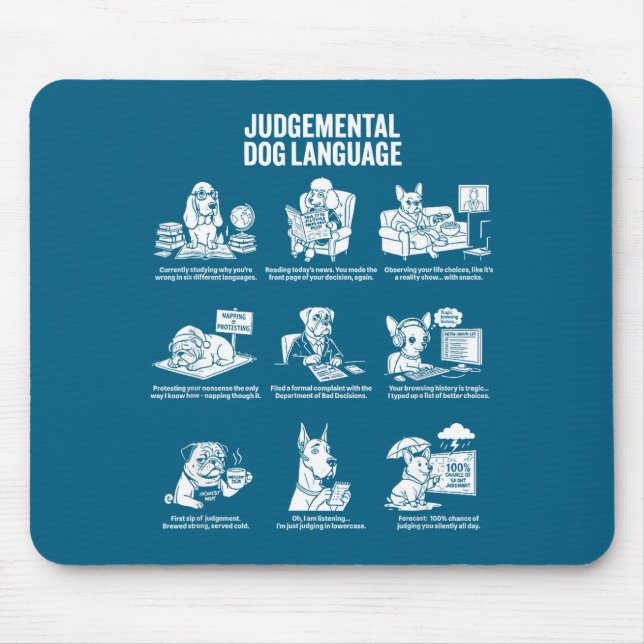 Lustiges urteilendes Hunde-Sprach-Meme Mousepad (Vorne)