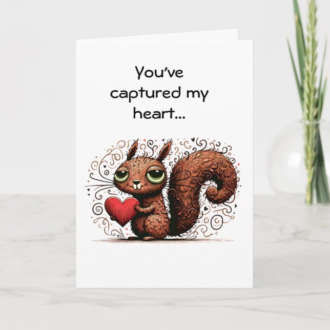 Lustiges Valentins Eichhörnchen Karte (Vorderseite)