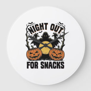 Lustiges Vampir-Shirt mit spookiger Kürbis-Nacht-K Große Wanduhr