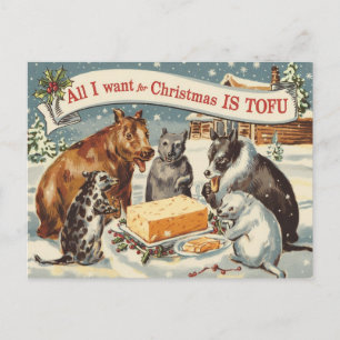 Lustiges vegan vegetarisches Weihnachten Postkarte