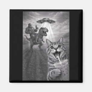 Lustiges verängstigtes Katzenselfie UFO Bigfoot tr Magnet
