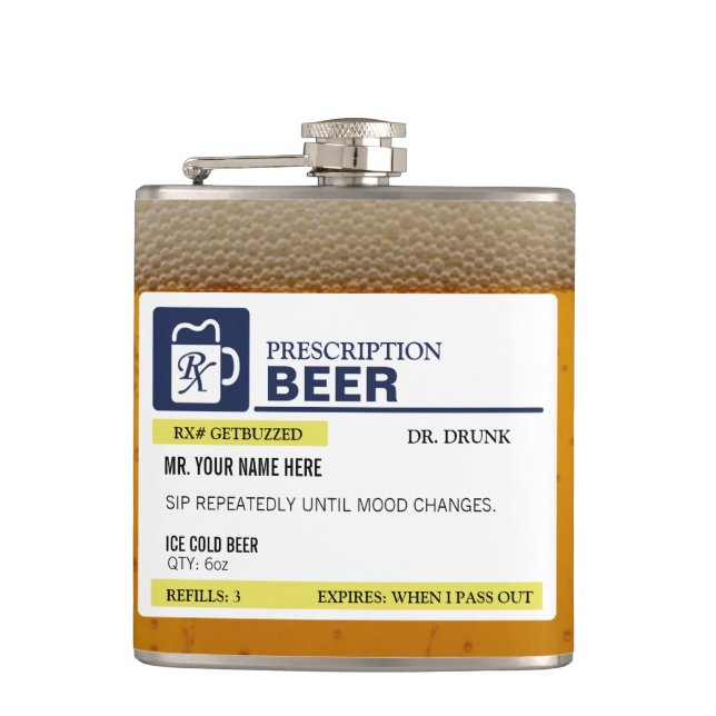 Lustiges Verordnungs-Bier Flachmann (Vorderseite)