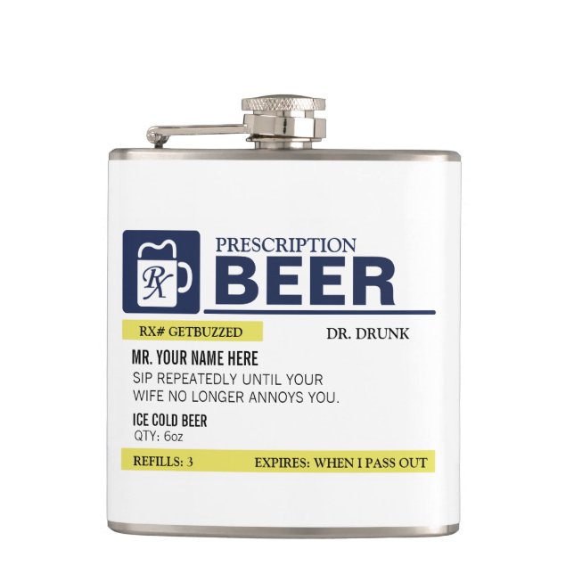 Lustiges Verordnungs-Bier Flachmann (Vorderseite)