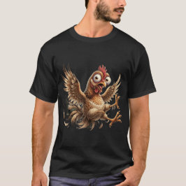 Lustiges verrücktes Huhn in Panik Cartoon Grafik T T-Shirt