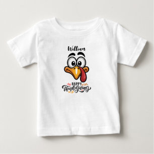 Lustiges verrücktes Truthahn-Gesicht Personalisier Baby T-shirt