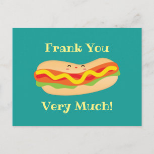 Lustiges Vielen Dank Humorvoller Hotdog-Wortwitz Postkarte