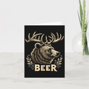 Lustiges Vintage-Bier-Design Bär Mit Hirschgeweih  Karte