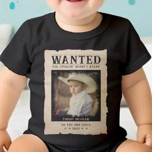 Lustiges Vintage-Foto-Wanted-Poster zum Vatertag Baby Strampler