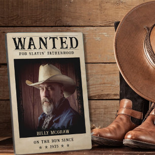 Lustiges Vintage-Foto-Wanted-Poster zum Vatertag Fotoplatte