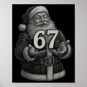 Lustiges Vintage Six Seven 6 7 Meme Santa Weihnach Poster