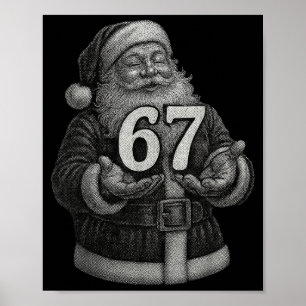 Lustiges Vintage Six Seven 6 7 Meme Santa Weihnach Poster