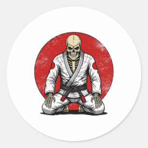Lustiges Vintage-Skelett Brasilianisches Jiu-Jitsu Runder Aufkleber