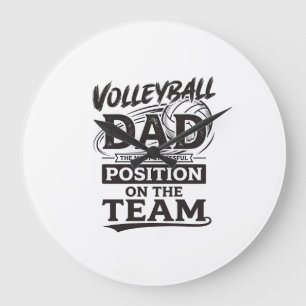Lustiges Vintage-Team-Positions-Shirt für Volleyba Große Wanduhr