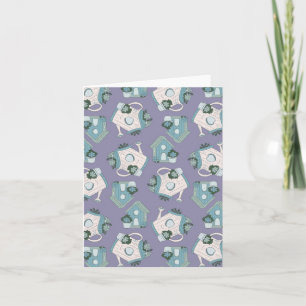 Lustiges Vogelhaus-Design Lila Blau Weiß Einladung