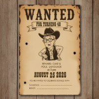 Lustiges Wanted-Plakat Wilder Westen 40. Geburtsta