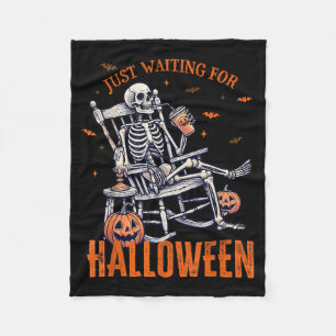 Lustiges Warten Auf Halloween-Skelett Grusel-Vibes Fleecedecke