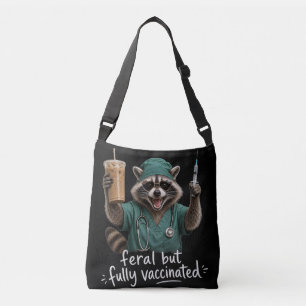 Lustiges Waschbär-Krankenschwester-Design Tragetaschen Mit Langen Trägern
