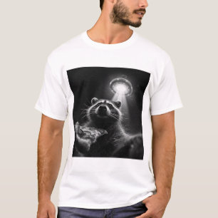 Lustiges Waschbär-Pizza-UFO-Selfie-T-Shirt T-Shirt