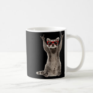 Lustiges Waschbär-Rock-Musik-Handzeichen Männer Fr Kaffeetasse
